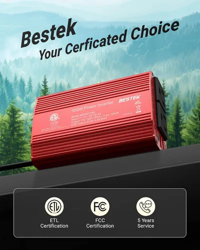 Vista 8 de Inversor de corriente Bestek 300 W CC 12 V a 110 V CA con adaptador de auto con puerto USB doble 4.2 A