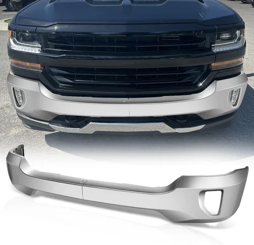 Vista 9 de Auto Dynasty Barra frontal para parachoques compatible con Chevy Silverado 1500 2016 2017 2018, Silverado 1500 LD 2019, con recortes para luces Negro