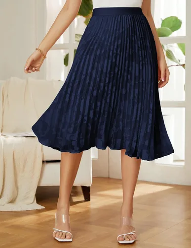 Vista 84 de GRACE KARIN - Falda plisada de gasa para mujer, con cintura alta y elástica, vuelo, corte acampanado y longitud por debajo de la rodilla