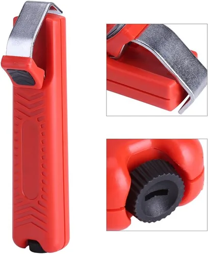 Vista 6 de Herramienta de pelado de cables, profundidad de corte ajustable, pelacables duros, mini cuchillo rojo, cortador de alicates, herramienta