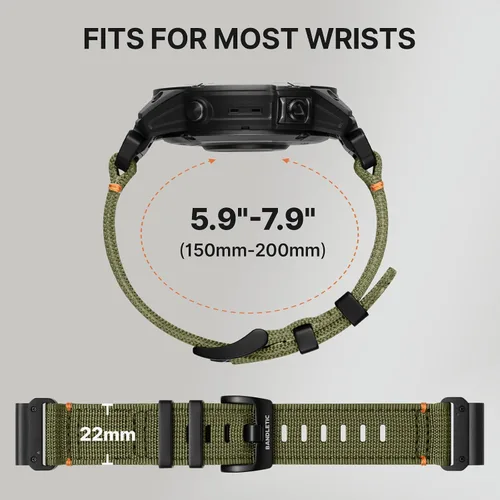 Vista 7 de Bandletic Compatible con Garmin Instinct Watch Bands - Correa de nailon resistente de ajuste rápido de 0.866 in para Fenix 8 E 1.850 in/7 6 Pro/5