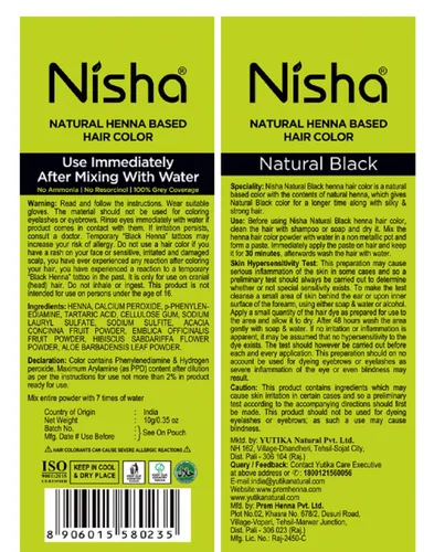 Vista 3 de Nisha Tinte de color a base de henna para cabello (0.3 onzas (paquete de 6), negro natural