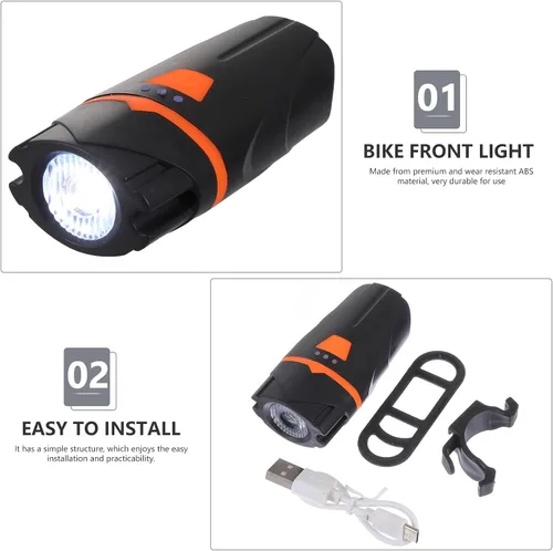 Vista 4 de SHERCHPRY USB Rechargeable Bike Front Light Super Bright Headlamp with Modes for Mountain Cycling and Commuters