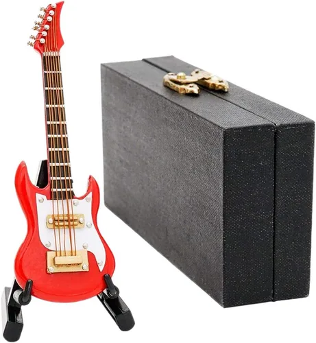 Vista 9 de Odoria 1/12 Guitarra Eléctrica Miniatura Casa de Muñecas Instrumentos Musicales Accesorios, Negro
