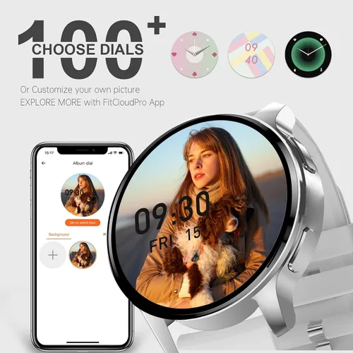 Vista 3 de Reloj inteligente para mujer, reloj inteligente Bluetooth para hacer/recibir llamadas con frecuencia cardíaca de 24 horas y monitor de sueño, IP68