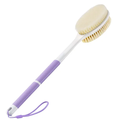 Vista 8 de Backski Limpiador corporal antideslizante para ducha, cepillo de ducha de mango largo con cerdas rígidas y suaves, limpiador de espalda exfoliante