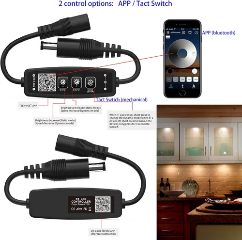 Vista 3 de Luces LED inteligentes de disco con control de aplicación, iluminación de gabinete regulable con Bluetooth, sincronización de música y función