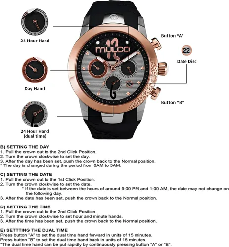 Vista 8 de MULCO Luxury Waterproof Watch for Women - Rose Gold Stainless Steel Analog Dama D (negro)