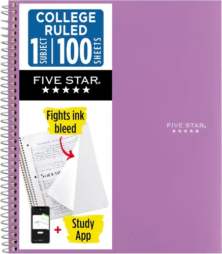 Vista 21 de Cuaderno de Five Star, 1 materia, con rayas, 100 hojas, 11" x 8-1/2", Negro