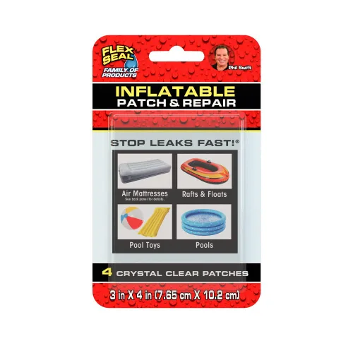 Vista 3 de Kit de parches y reparación Flex Seal para colchones de aire, balsas, juguetes de piscina - 2 parches transparentes, PVC liso