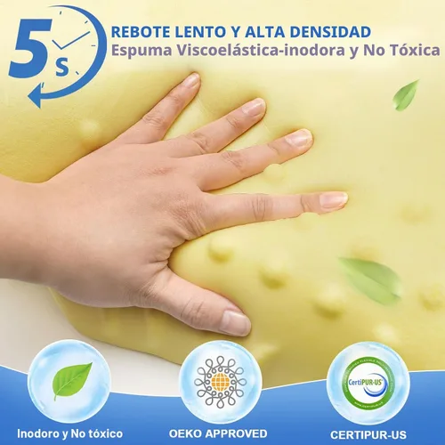 Vista 2 de Almohadas cervicales para el cuello con espuma viscoelástica, almohadas cervicales para aliviar el dolor, almohadas de espuma viscoelástica de rojo