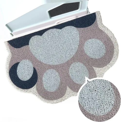 Vista 12 de Bonita alfombra de arena para gatos de 24 x 19 pulgadas, tapete para caja de arena, suave para patas de gatito, fácil de limpiar, antideslizante