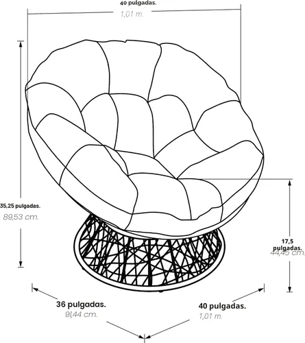 Vista 7 de OSP Home Furnishings – Silla Papasan de mimbre con giro de 360 grados, marco gris con cojín blanco