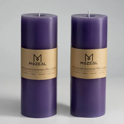 Vista 95 de MOZEAL Juego de 3 velas sin perfume vertidas a mano de 3 x 6 pulgadas, velas tipo pilar sin goteo, combustión de larga duración, aproximadamente 120