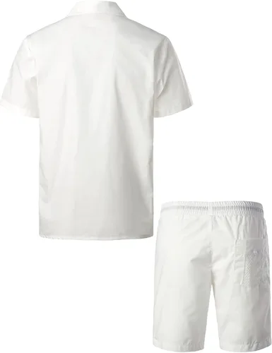 Vista 2 de VATPAVE Camisas de guayabera cubana de manga corta con botones para hombre