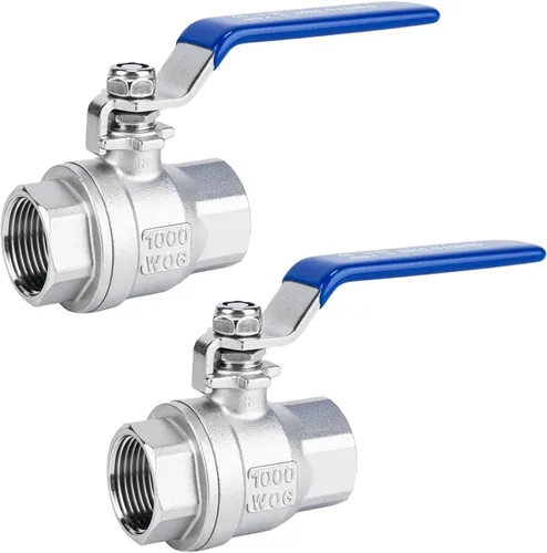 Vista 12 de 2 válvulas de bola de acero inoxidable 304, NPT hembra de puerto completo con mango de aislamiento de vinilo azul resistente (2, 1 pulgada)