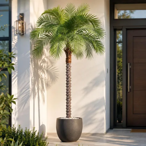Vista 5 de Palmera fénix artificial de 6 pies, planta de palma artificial de seda de coco artificial para interiores y exteriores, hogar, oficina, patio, baño