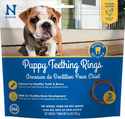 Vista 12 de N-Bone Anillos de dentición para cachorros, sabor a mantequilla de maní, masticables naturales para la dentición y golosinas para masticar, ayuda a
