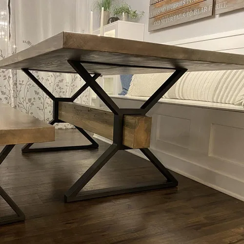 Vista 9 de Patas de metal para mesa, patas de escritorio y muebles resistentes, juego de 2 industriales modernos (28 pulgadas de altura, 23.6 pulgadas de ancho)