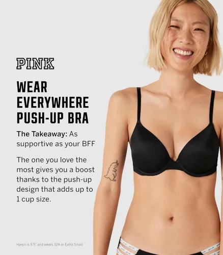 Vista 4 de Victoria's Secret PINK - Brasier con efecto realce para mujer, colección Wear Everywhere (tallas 32A-40DDD)