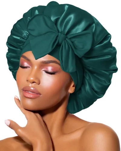 Vista 19 de BONNET QUEEN - Gorro de seda para dormir de BONNET QUEEN, gorro de satén para dormir con banda de amarre ajustable, para cabello rizado, de una sola