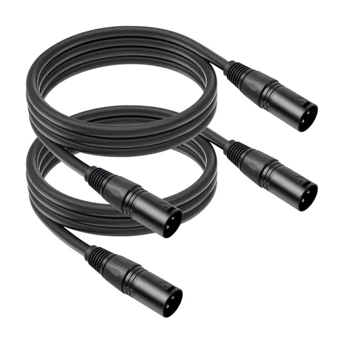 Vista 9 de Paquete de 2 cables de micrófono XLR macho a macho de 3 pines, cable de audio equilibrado profesional con cobre sin oxígeno, conectores chapados