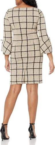 Vista 2 de Jessica Howard Vestido de tubo de campana con abertura para mujer con mangas de lazo