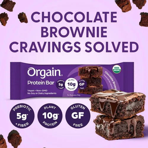 Vista 4 de Orgain Barras de proteína vegana orgánica, brownie de chocolate, 0.35 onzas