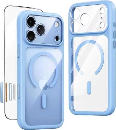 Vista 12 de JUESHITUO Funda magnética más fuerte a prueba de golpes para iPhone 18 Pro claro negro