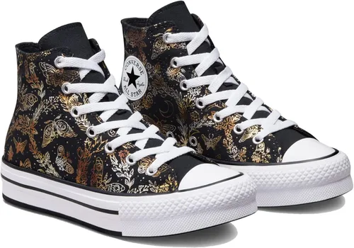 Vista 4 de Converse Youth Chuck Taylor All Star - Plataforma de elevación de EVA, brillo de mariposas, color negrodoradoblanco