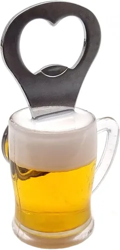 Vista 3 de Abridor de botellas de cerveza de acrílico creativo Forma de taza de cerveza Abrebotellas Accesorios de cocina Refrigerador (B)