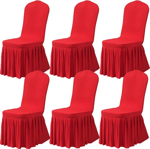 Vista 9 de Dimatic Juego de 2 fundas elásticas para sillas de comedor, fundas Parsons con falda, de elastano súper ajuste, funda protectora de asiento para Azul