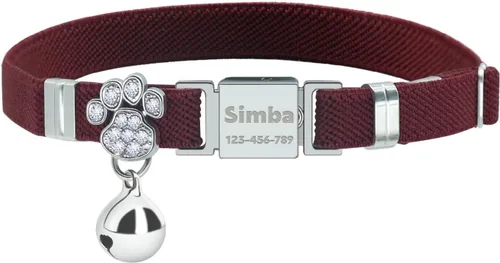 Vista 19 de Collares elásticos de seguridad personalizados para gatos con campana, collares elásticos personalizados con láser para niñas, niños, gatos