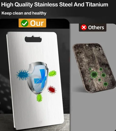 Vista 3 de Tablas de cortar de acero inoxidable para cocina, tablas de cortar de acero inoxidable 316, tabla de cortar de doble cara de grado alimenticio