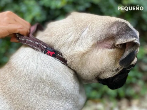 Vista 6 de Tuff Pupper Collar de perro resistente con asa Collar de nailon balístico resistente Collar de perro reflectante acolchado con hardware Marrón