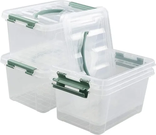 Vista 7 de Paquete de 4 cajas de almacenamiento transparentes de 6 cuartos de galón, contenedores de plástico con tapas