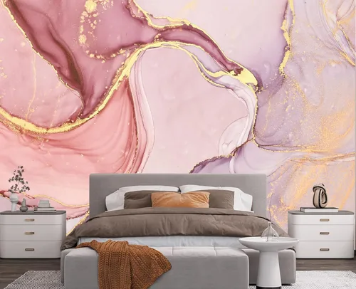 Vista 20 de Papel tapiz mural de pared 3D de metal rojo y negro para dormitorio, 137" x 100