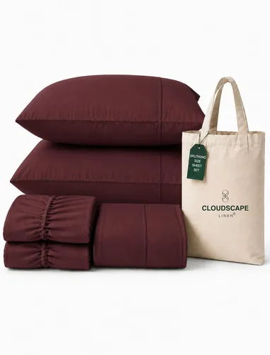 Vista 74 de CLOUDSCAPE LINEN 400TC 100% Egyptian Cotton Luxury Twin Bed Sheets - White