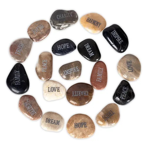 Vista 8 de Barelove 12 rocas para pintar pulidas grabadas, piedras de río, 12 palabras diferentes, piedras inspiradoras planas para artes, manualidades