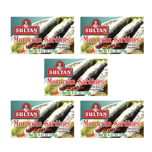 Vista 8 de Sultan Sardinas Marroquíes de Temporada en Aceite con Chiles, 100% Completamente Natural, Alta Proteína, Sin Aditivos, Sin Conservantes, Paleo