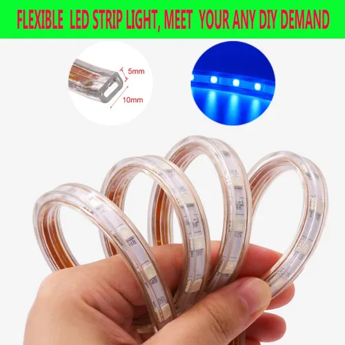Vista 8 de SUYOOULIN Tira de luces LED, 3.3 pies/3.3 ft de alto voltaje AC110V-130V Waterpoof IP68 súper brillante 3000LM 2835 120 LEDs/m tiras de luz LED