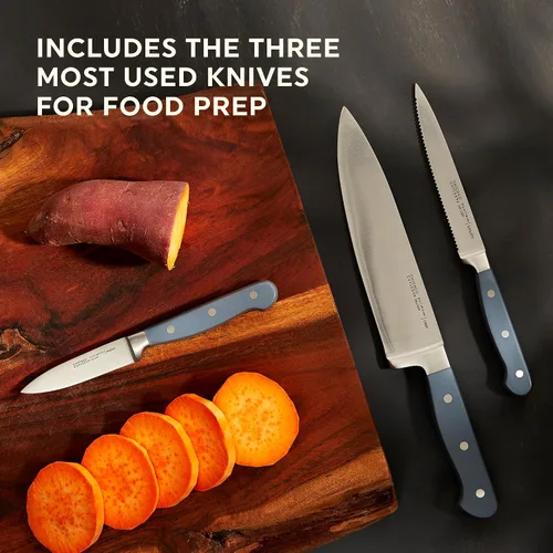 Vista 3 de Chicago Cutlery Halsted - Juego de cubiertos y bloques de madera, asas ergonómicas y juego de cubiertos de chef profesional de acero inoxidable