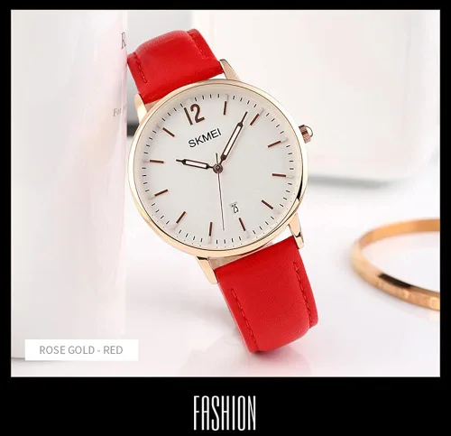 Vista 5 de SKMEI Womens Watches for Ladies Female Leather Band Big face Waterproof Thin Minimalist Fashion Casual Simple Dress Analog Quartz with Date Luminous