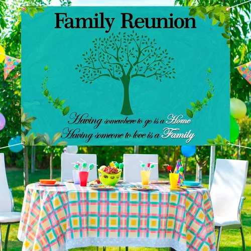 Vista 3 de Fondo de reunión familiar de 6 x 4 pies, pancarta con texto en inglés "We are Family", árbol genealógico, accesorios para cabina de fotos, fondo