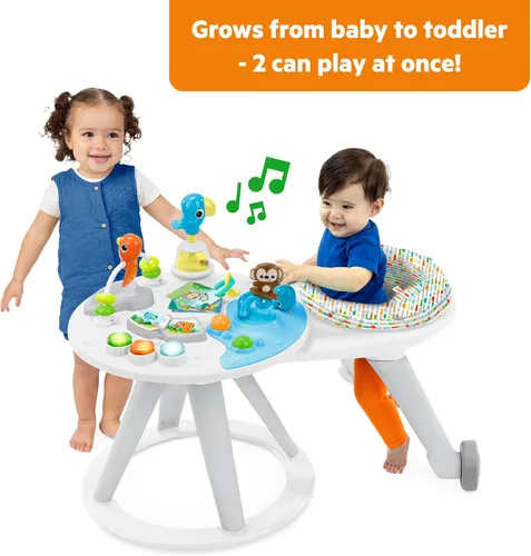Vista 3 de Bright Starts Around We Go 2-in-1 Walk-Around Baby Activity Center & Table, Playful Paradise, Age 6 Months and up