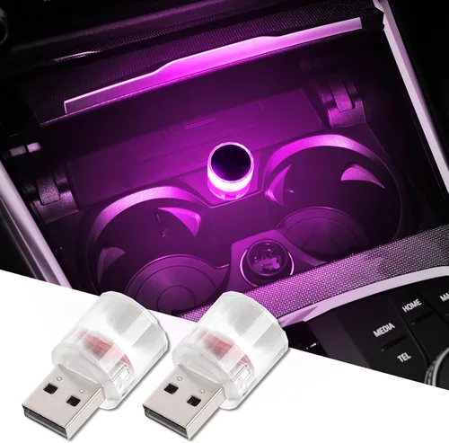 Vista 11 de Lámpara LED USB para interior de coche, luces LED mini USB universales para decoración de coche, luz nocturna LED mini USB enchufable para coches