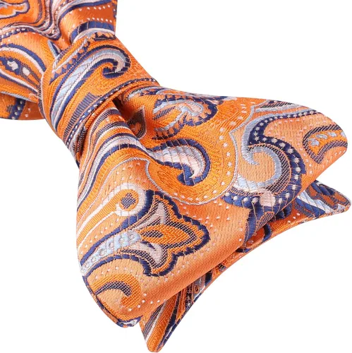 Vista 232 de HISDERN Pajaritas para hombre, corbatín de cachemira para hombre, corbata de lazo y bolsillo cuadrado, juego formal de esmoquin para boda