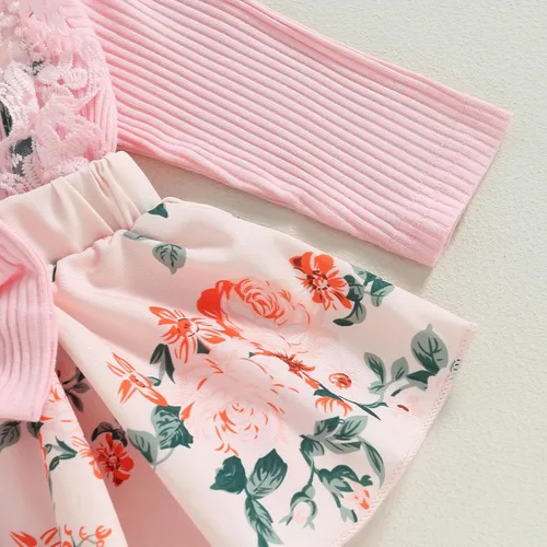 Vista 6 de Mubineo Ropa de primavera y otoño para bebé niña, traje de manga larga con encaje floral