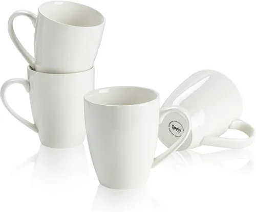 Vista 10 de Sweese Tazas de café de porcelana – 16 onzas (arriba al borde) para café, latte, té, cacao, juego de 4, negro