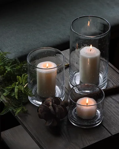 Vista 7 de Portavelas Hurricane para Velas Pillar Jarrones Cilíndricos de Vidrio Soplado a Mano Centro de Mesa Decoración de Habitación al Por Mayor Burbujas